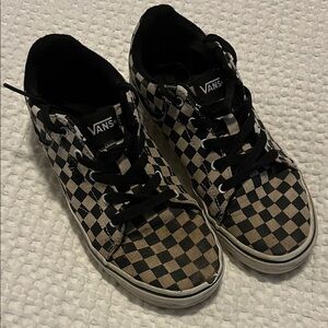 Vans Kids Black and Tan Checkered Sneakers